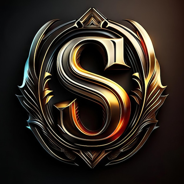 Photo logo letter s with gold and red details