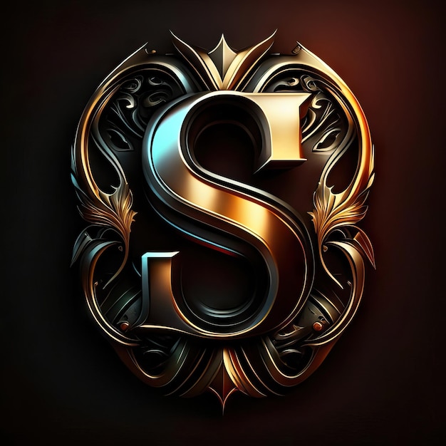 Photo logo letter s with gold and red details