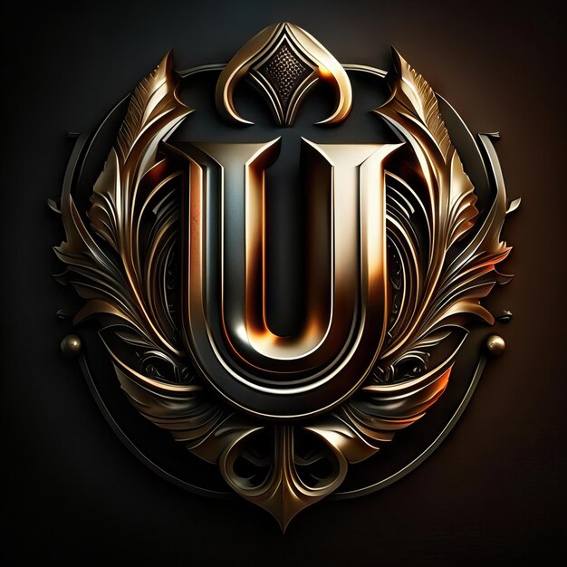 Logo letter U met gouden en rode details