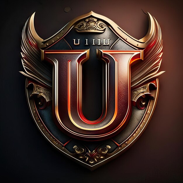 Logo letter U with gold and red details