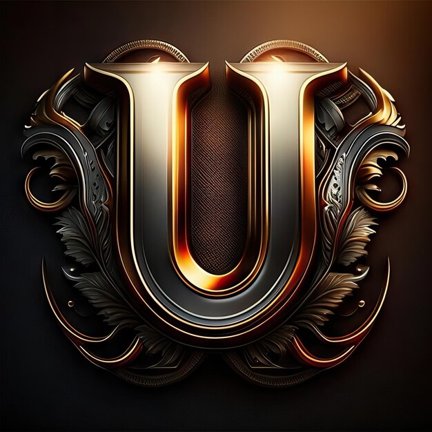 Logo letter U with gold and red details