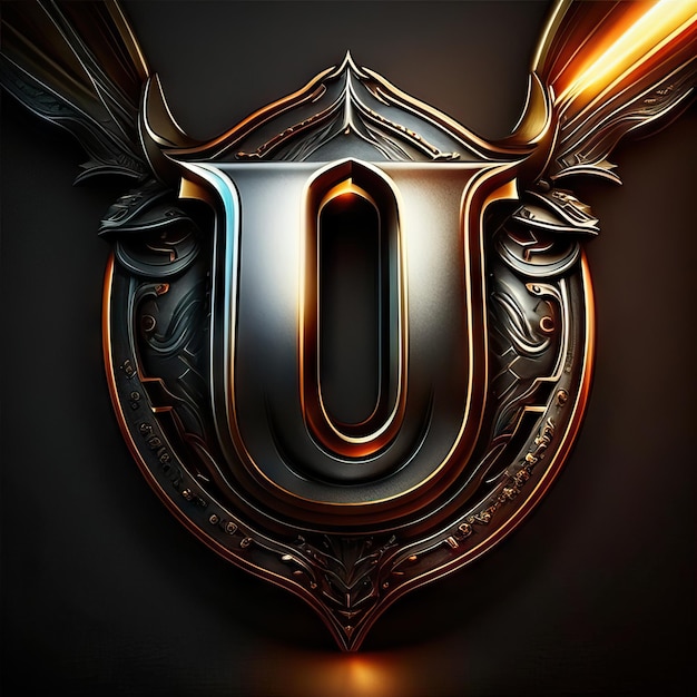 Логотип буквы U с золотыми и красными деталями