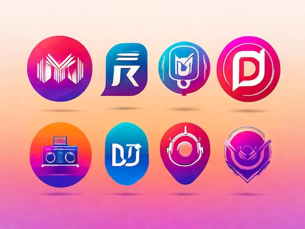 Logo mega collection abstract geometric Dj logo icon set