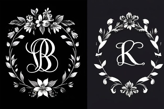 Foto logo met bloemenmonogram