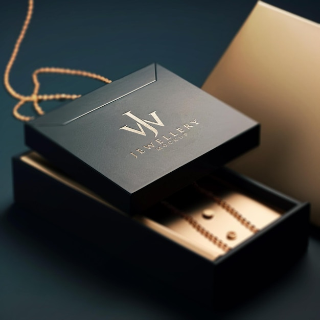 Logo mockup luxury jewelry black box