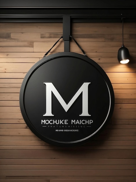 logo mockup modern black hang sign