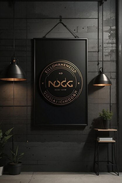 logo mockup modern black hang sign