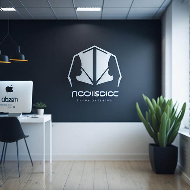 Logo mockup op kantoormuur