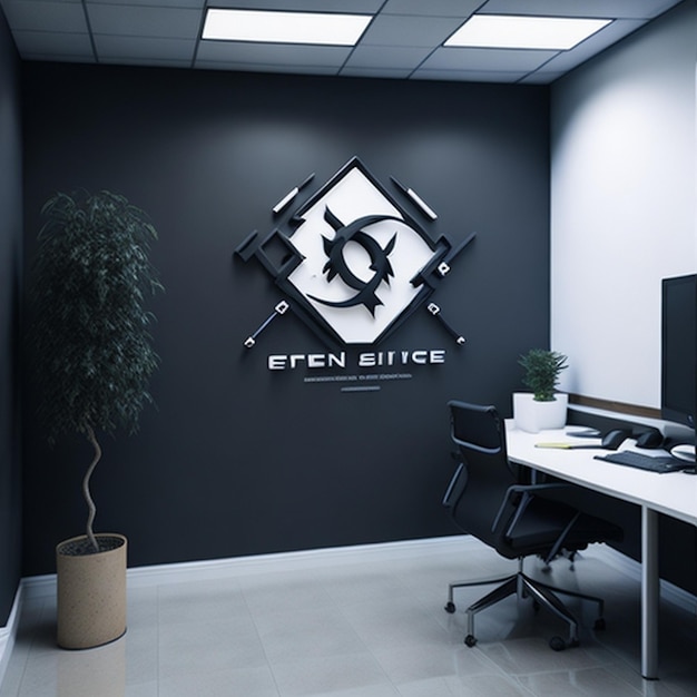 Logo mockup op kantoormuur