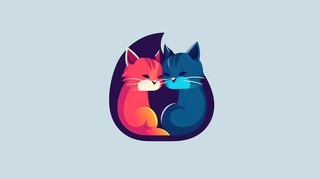 고양이와 고양이가 있는 애완동물 가게 로고.