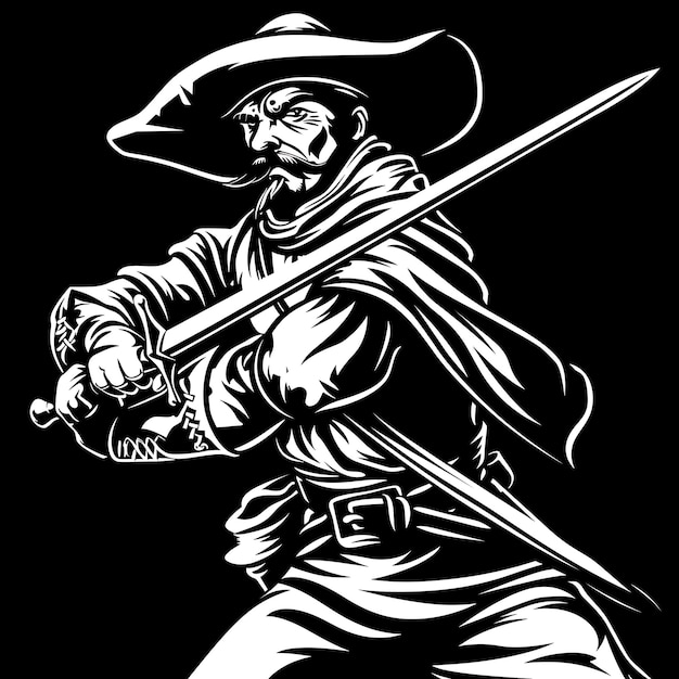 Logo Spanish Conquistador With a Rapier and Buckler Determined an Tshirt Tattoo Collage Design Art