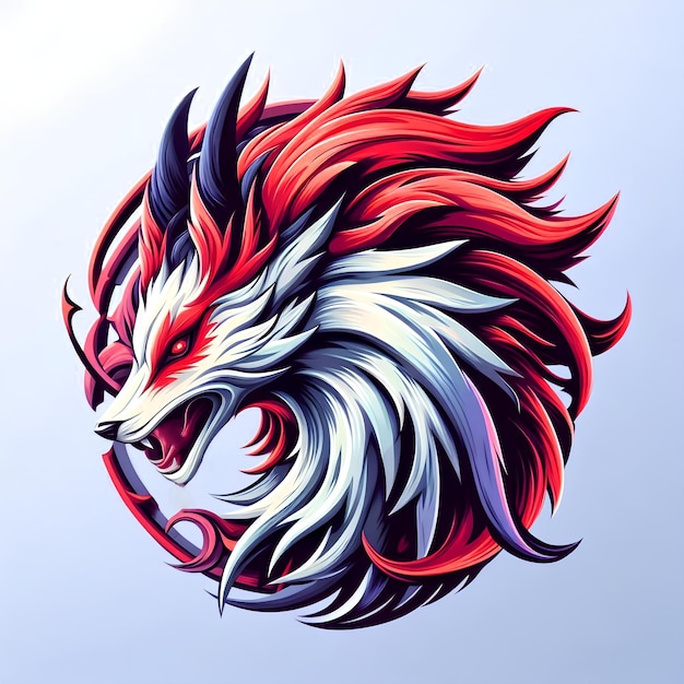 Logo style illustration of a beautiful and mysterious Japanese fox manga style