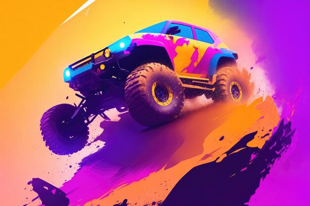 Logo style illustration silhouette offroad car ai generative