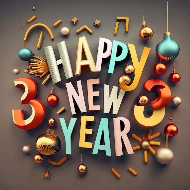 Текст логотипа Счастливого Нового года Сильвестр Новый год Gen AI