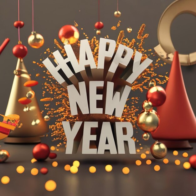 Logo Text Happy New Year Silvester New Year Gen AI