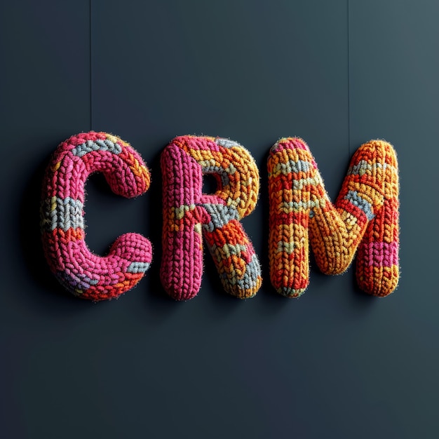 Photo logo of three letters crm in knitted style