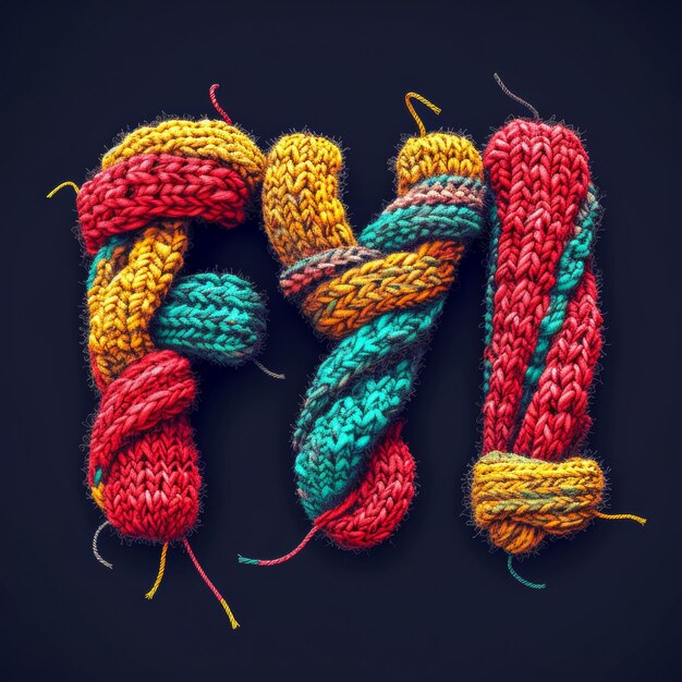 Photo logo of three letters fyi in knitted style