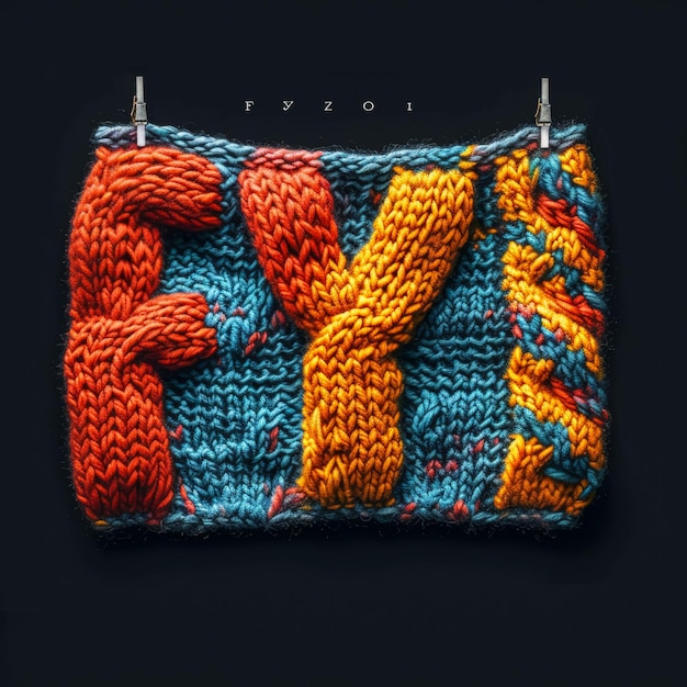 Photo logo of three letters fyi in knitted style