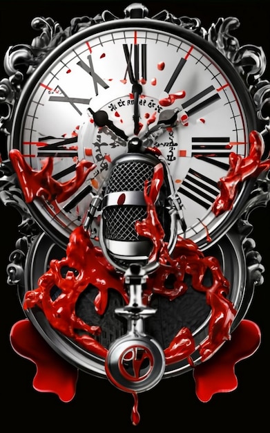 Logo tijd mixen microfoon en bloed poster film Zwart