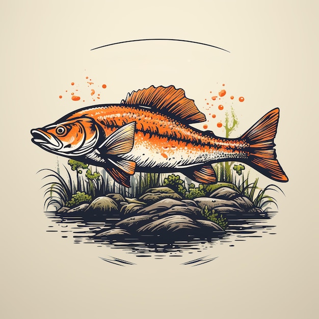 Logo van een visrestaurant of viswinkelconcept van mediterrane en gezonde voeding menu zeevruchten advertenties
