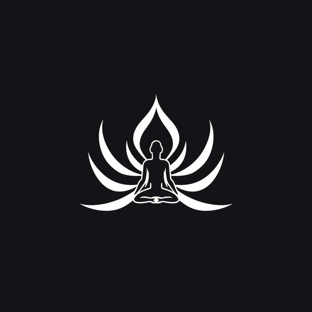 Logo van Yoga Lotus-bloemlogo met menselijk silhouet Ai gegenereerd