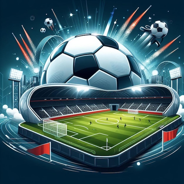 Logo vector illustration of soccer ball and stadium