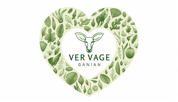 Фото Логотип веганской компании, рисунок линии, силуэт сердца