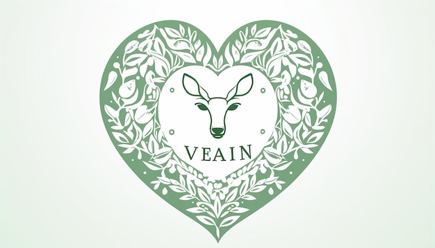 logo veganistisch bedrijf lijntekening silhouet van hart