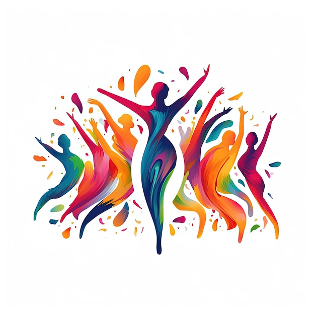 Photo a logo with a colorful dancer in the style of human abstraction