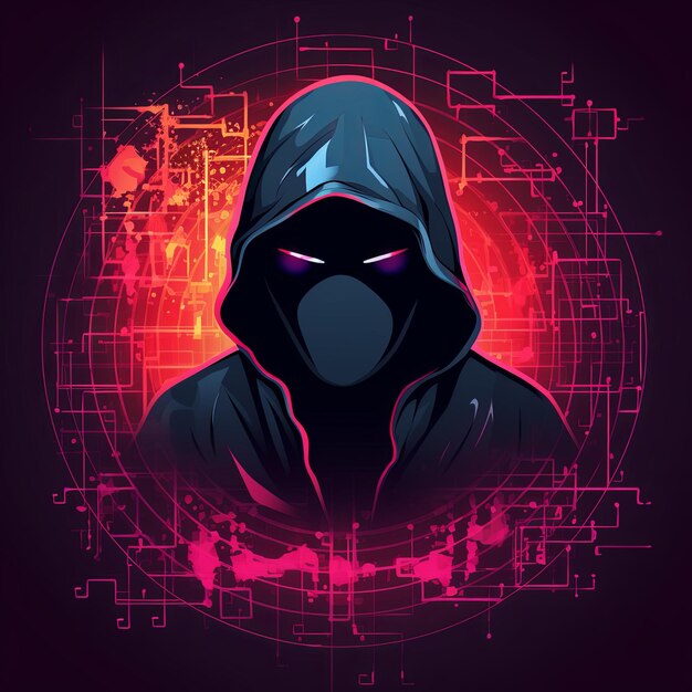 logo with a hooded hacker