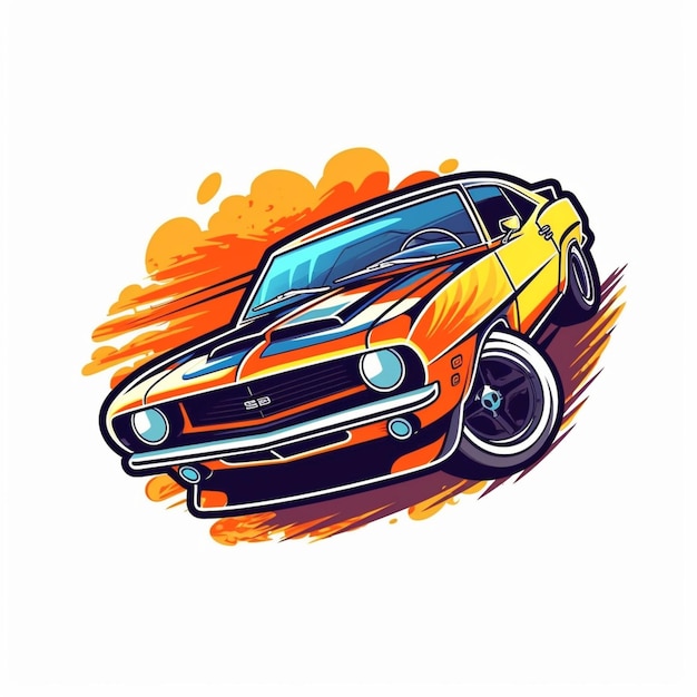 Photo logo with a muscle car going very fast sticker car races