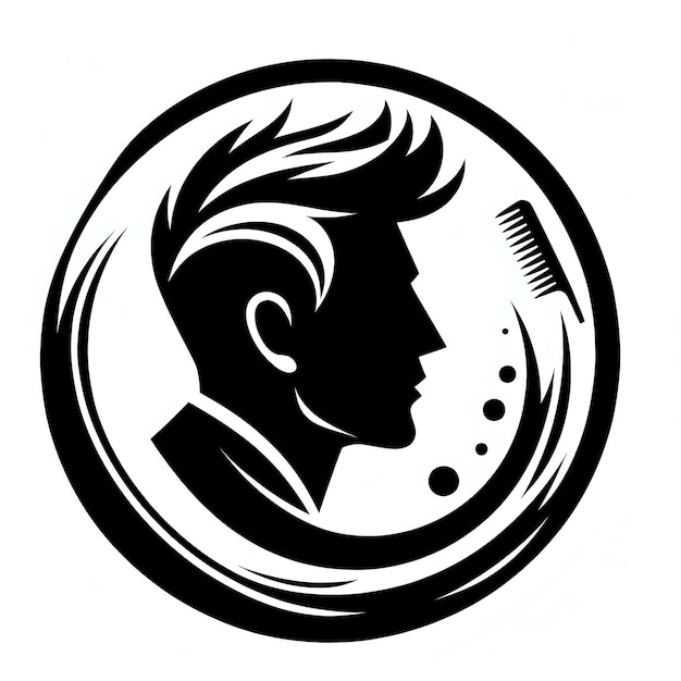 a logo with the stylized silhouette of a hairstylist