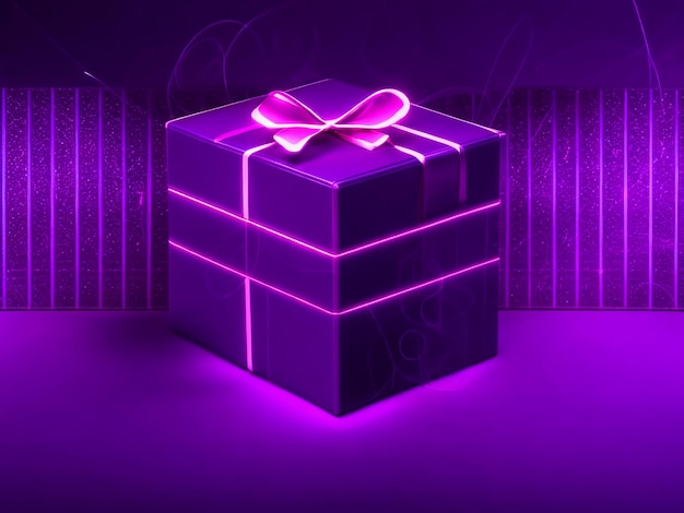 Photo logo with word effective extremely minimalist grid composition luminous purple tones gift boxes back