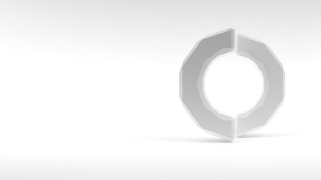 Logo witte ring van twee helften op witte achtergrond. 3D-rendering.