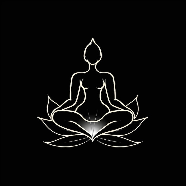 Logo of Yoga Lotus flower logo with human silhouette Ai Generated