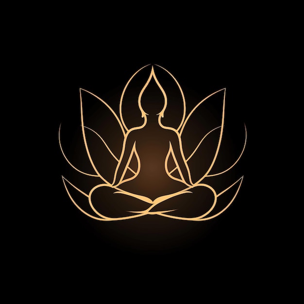 Logo of Yoga Lotus flower logo with human silhouette Ai Generated