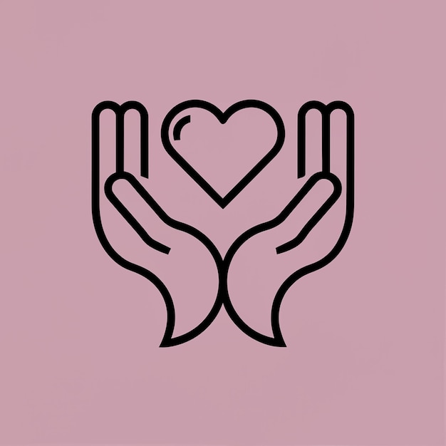 Фото Логографический логотип с руками, держащими имя сердца любовь и нежность