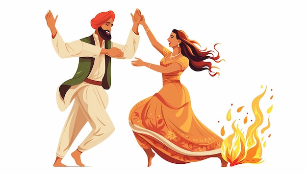 Foto lohri dans man en vrouw viering