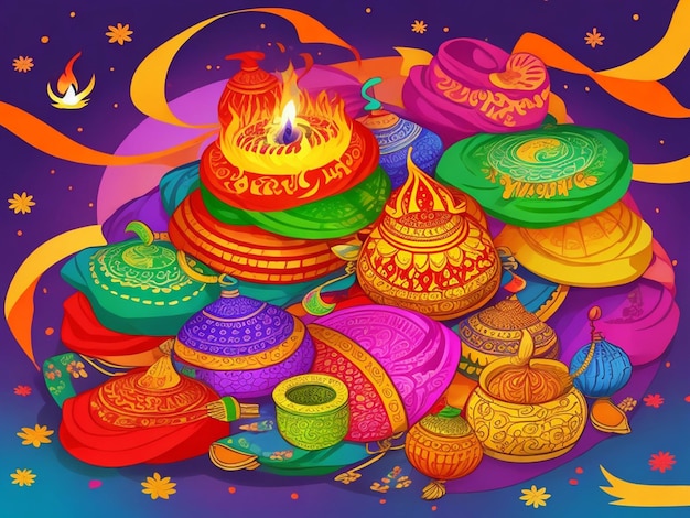 Lohri festival in india color full illustration