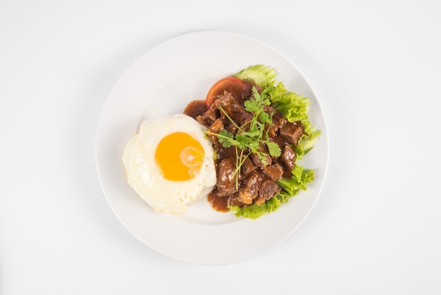 Photo lok lak beef with steamed rice