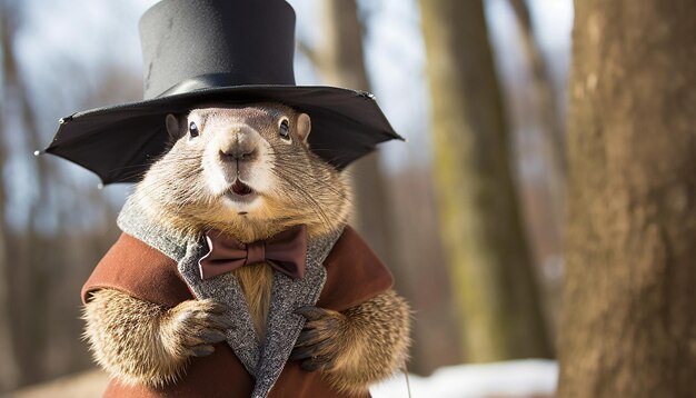 Foto lokale weerverslaggever levert een speciaal groundhog day segment groundhog day