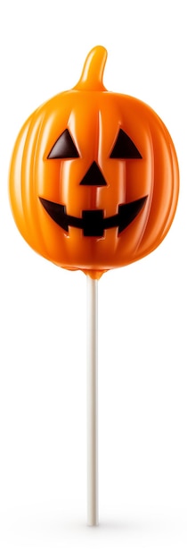 Lollipop candy with the shape of a Halloween Pumpkin