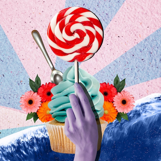Lollipop dessert kleurrijke collage