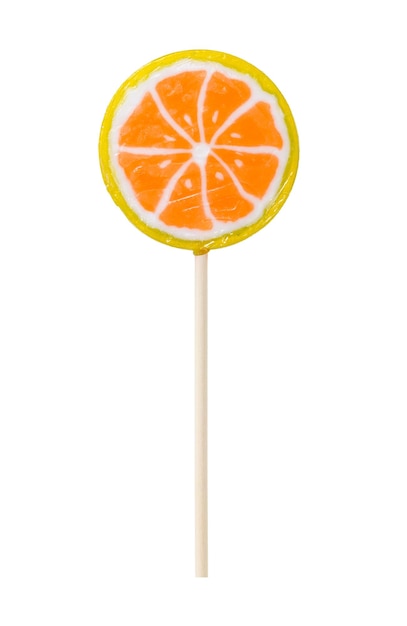 Lollipop in form of slice of orange