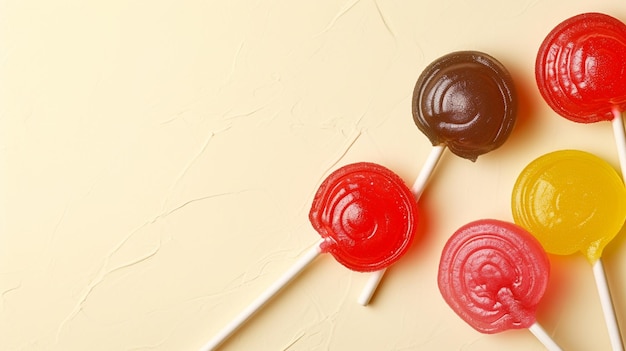 Photo lollipop on a yellow background