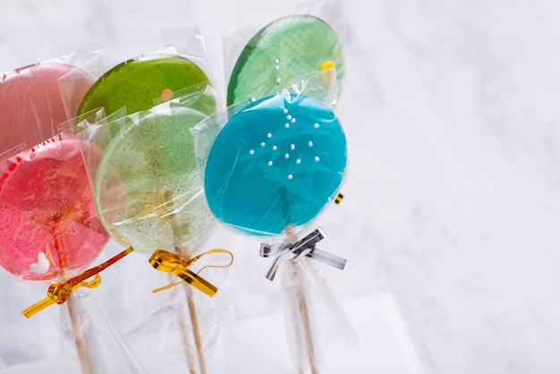 Lollipops on a blurred background