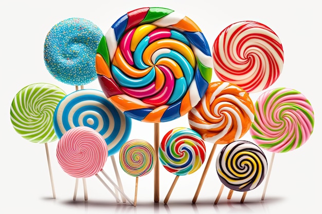 Lollipops of candy on a white background