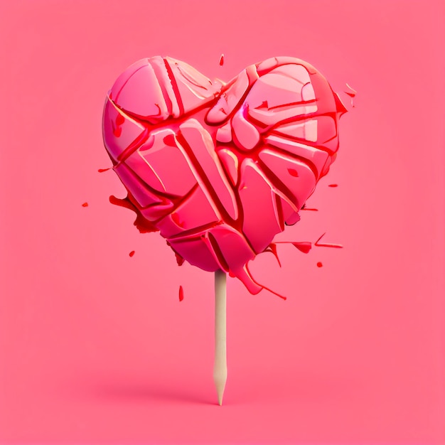 Lollypop Broken Heart Valentine39s Day Illustration created by Generative AI technology