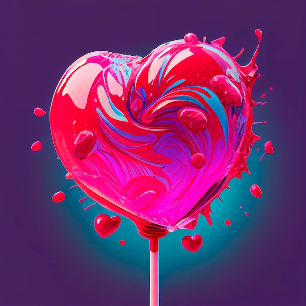 Lollypop Heart Valentine39s Day Illustratie gemaakt door generatieve AI-technologie