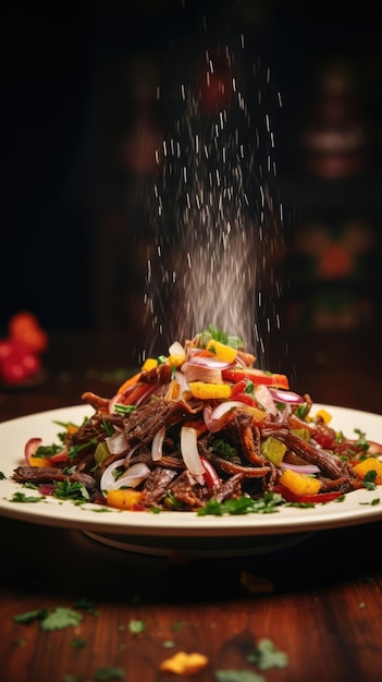 Lomo saltado is a traditional Peruvian dish